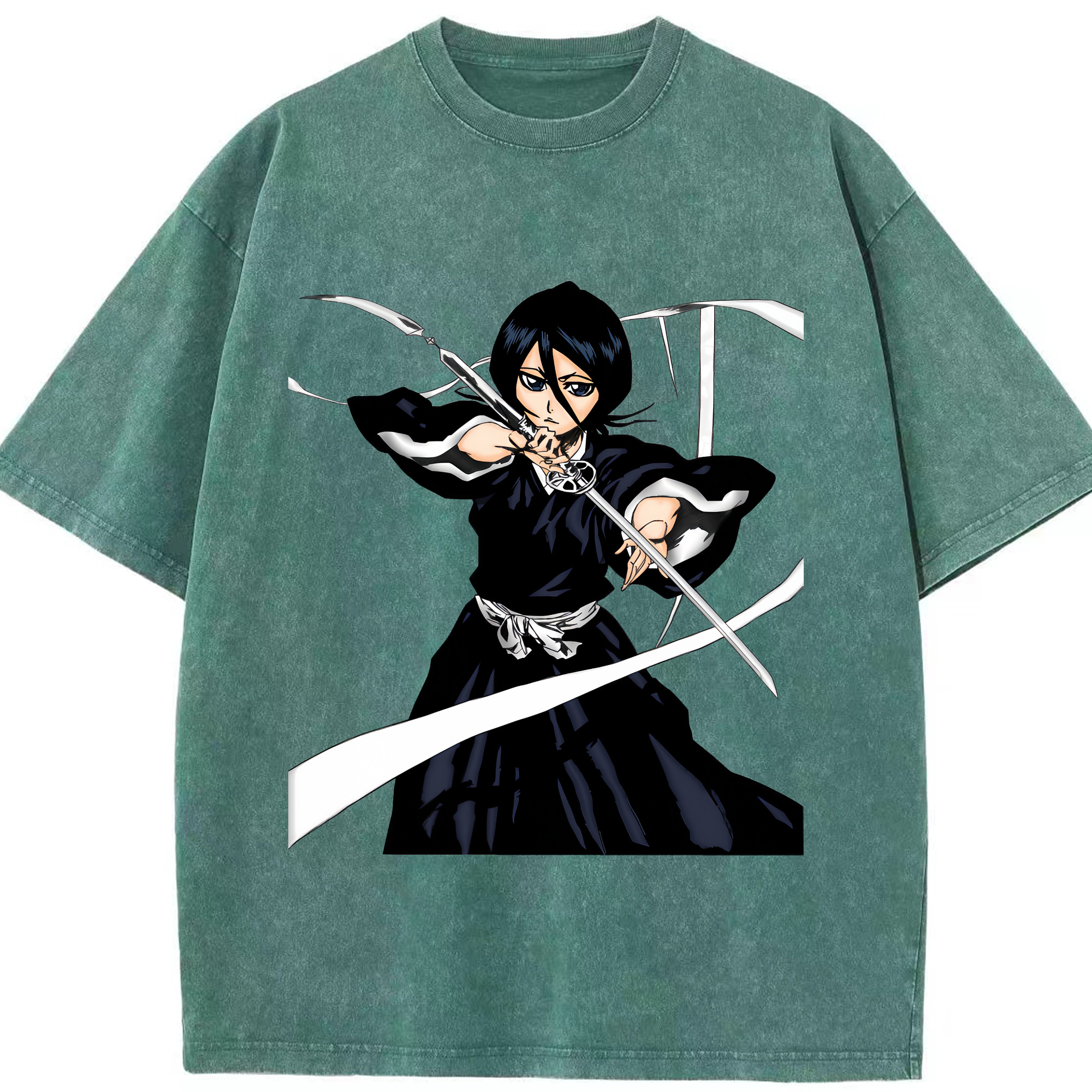 （画像用） ブリーチ 朽木ルキア BLEACH Kuchiki Rukia 綿100% ヴィンテージ風 半袖Tシャツ（フロントプリント）
